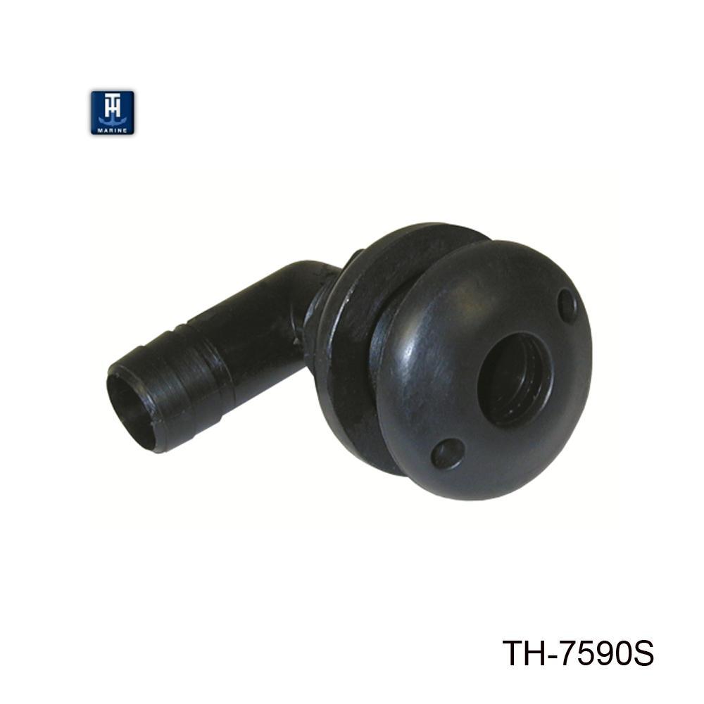 TH Marine Gear With Spanner Head-Black (TH-7590S-DP) 3/4 inch 90 degree Thru-Hull Fittings